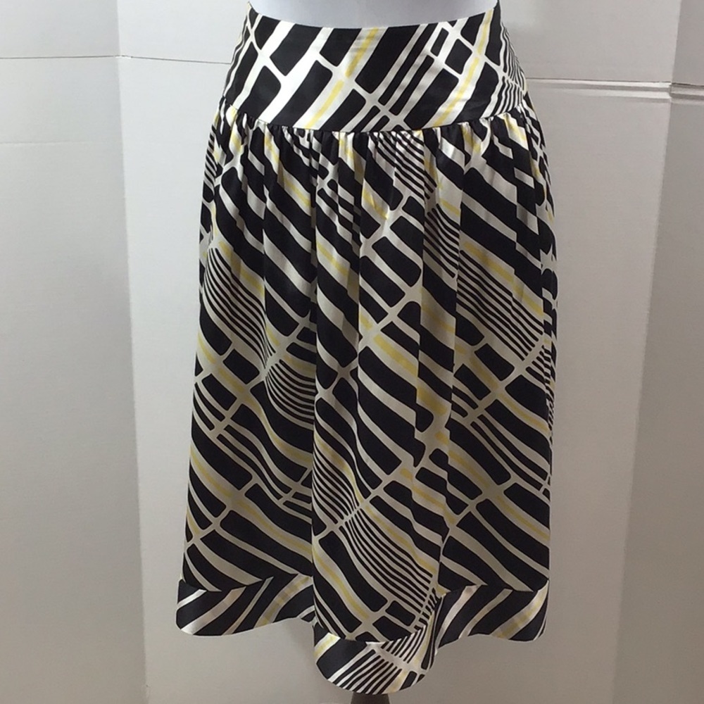 Bob Mackie black, white, yellow silk skirt 12